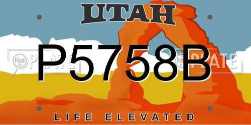 P5758B Utah License Plate