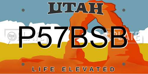 P57BSB Utah License Plate