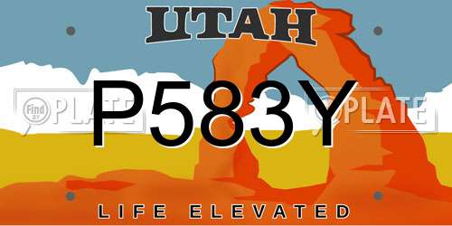 P583Y Utah License Plate