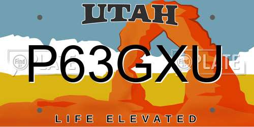 P63GXU Utah License Plate
