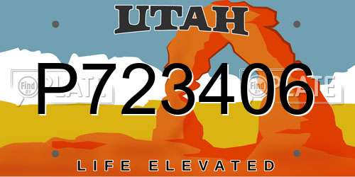 P723406 Utah License Plate