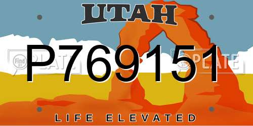 P769151 Utah License Plate