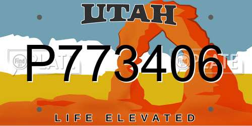 P773406 Utah License Plate