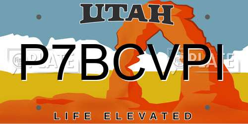 P7BCVPI Utah License Plate
