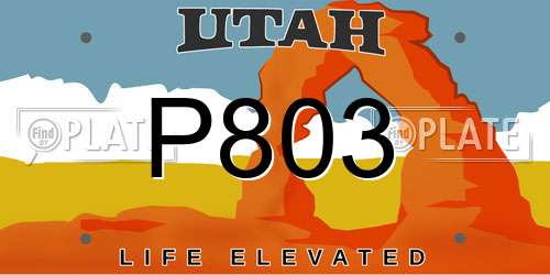 P803 Utah License Plate