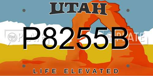 P8255B Utah License Plate
