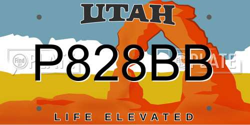 P828BB Utah License Plate