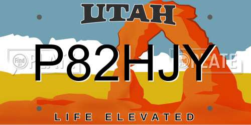 P82HJY Utah License Plate