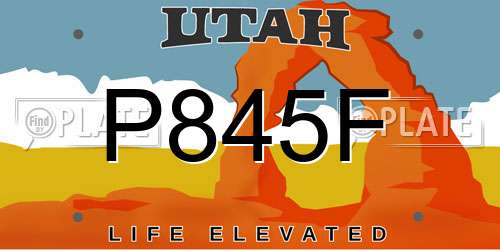 P845F Utah License Plate