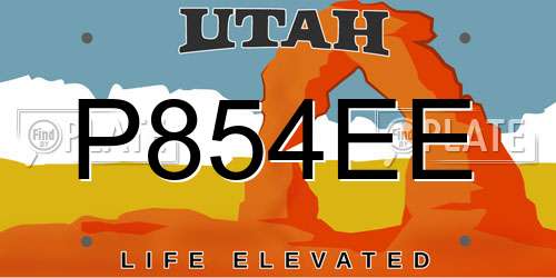 P854EE Utah License Plate