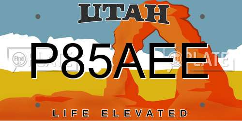P85AEE Utah License Plate