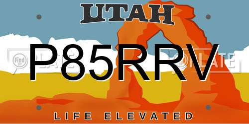P85RRV Utah License Plate