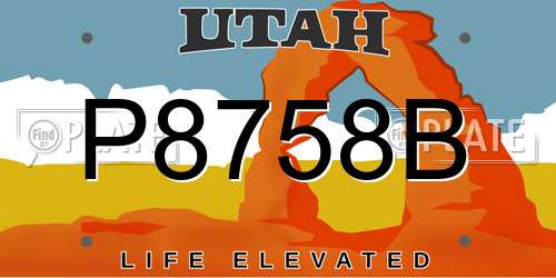 P8758B Utah License Plate