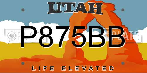 P875BB Utah License Plate