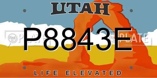 P8843E Utah License Plate