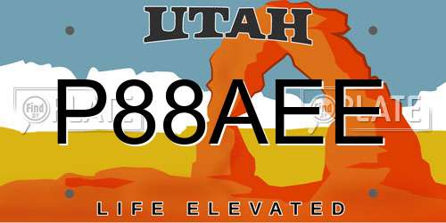 P88AEE Utah License Plate