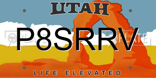 P8SRRV Utah License Plate
