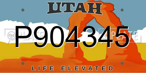 P904345 Utah License Plate