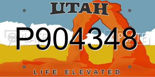P904348 Utah License Plate