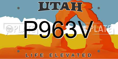 P963V Utah License Plate