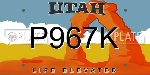P967K Utah License Plate