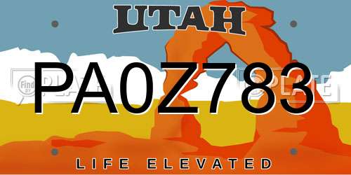 PA0Z783 Utah License Plate