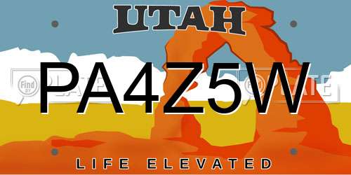 PA4Z5W Utah License Plate