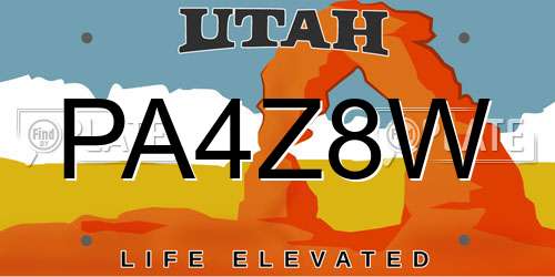 PA4Z8W Utah License Plate