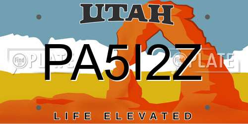PA5I2Z Utah License Plate