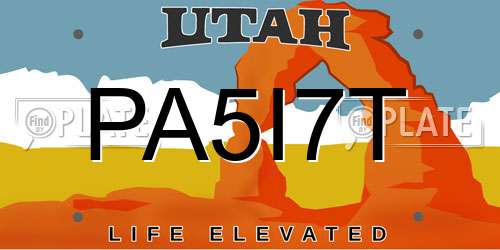 PA5I7T Utah License Plate