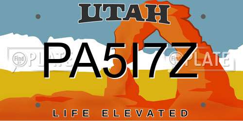 PA5I7Z Utah License Plate