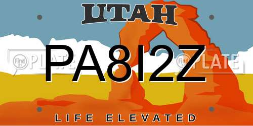 PA8I2Z Utah License Plate