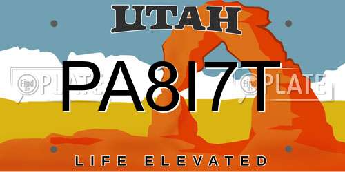 PA8I7T Utah License Plate