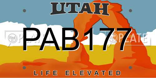 PAB177 Utah License Plate