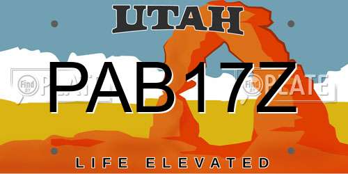 PAB17Z Utah License Plate