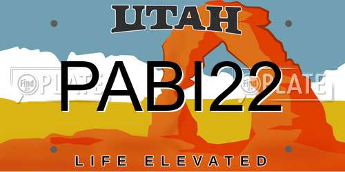 PABI22 Utah License Plate