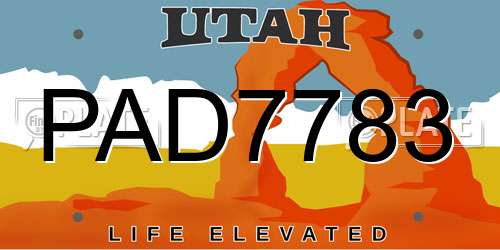 PAD7783 Utah License Plate