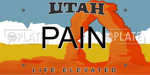 PAIN Utah License Plate