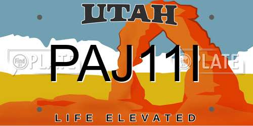 PAJ11I Utah License Plate