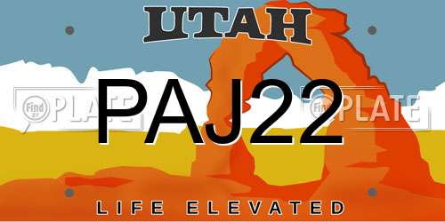 PAJ22 Utah License Plate