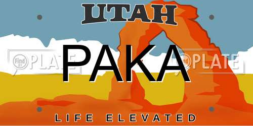 PAKA Utah License Plate