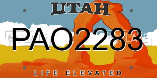 PAO2283 Utah License Plate