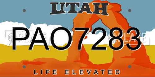 PAO7283 Utah License Plate