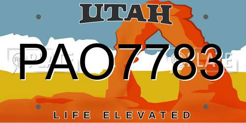 PAO7783 Utah License Plate