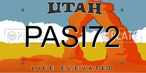 PASI72 Utah License Plate