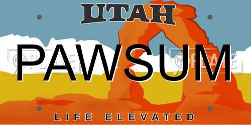 PAWSUM Utah License Plate