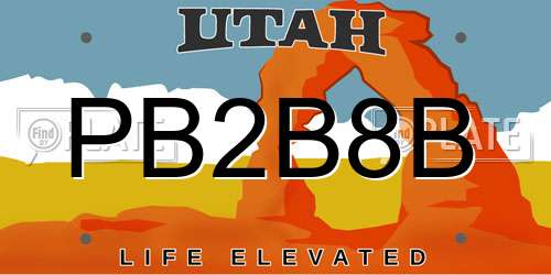 PB2B8B Utah License Plate