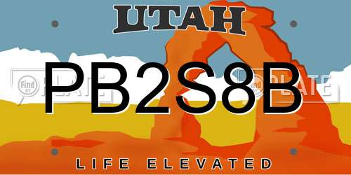 PB2S8B Utah License Plate