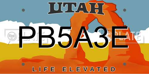 PB5A3E Utah License Plate