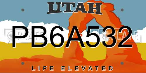 PB6A532 Utah License Plate